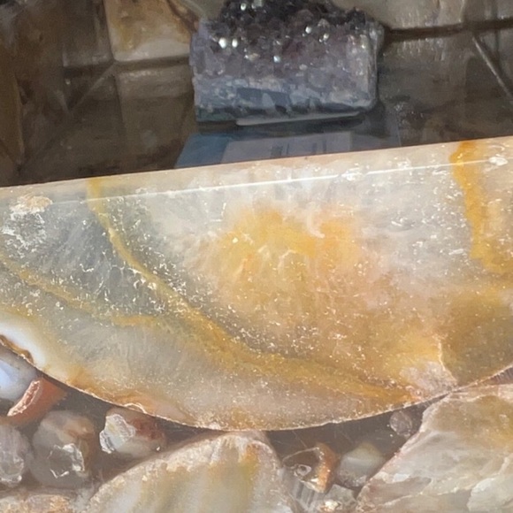 Agate geode crystal tray rocks healing luxury dish brown tan crystals timeless ✨ - Picture 7 of 11